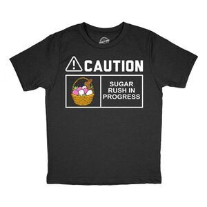Toddler Funny T Shirts Caution Sugar Rush In Progress Sarcastic Easter Candy Tee